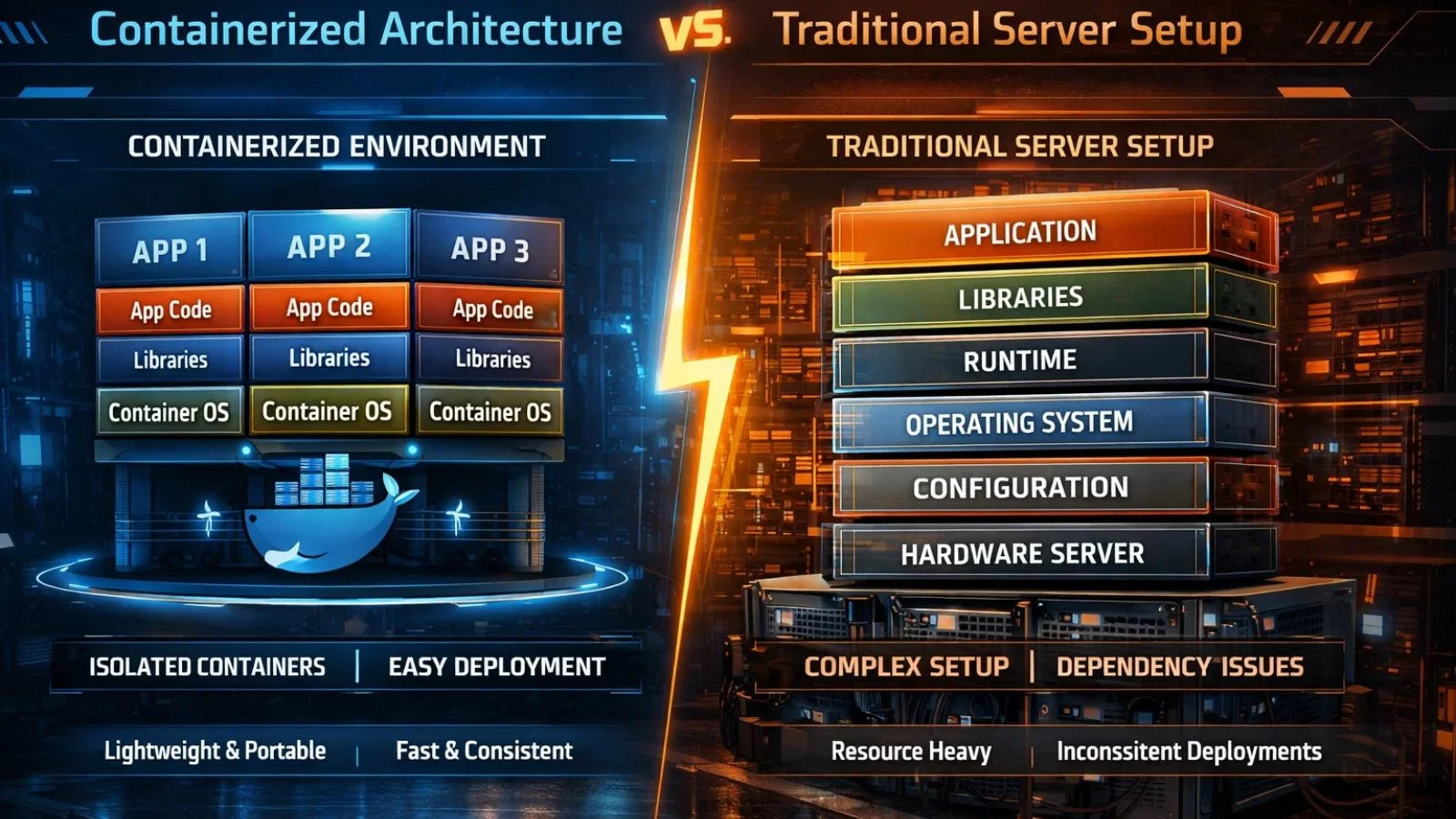 Containerized vs Traditional key-differences-containerized-vs-traditional