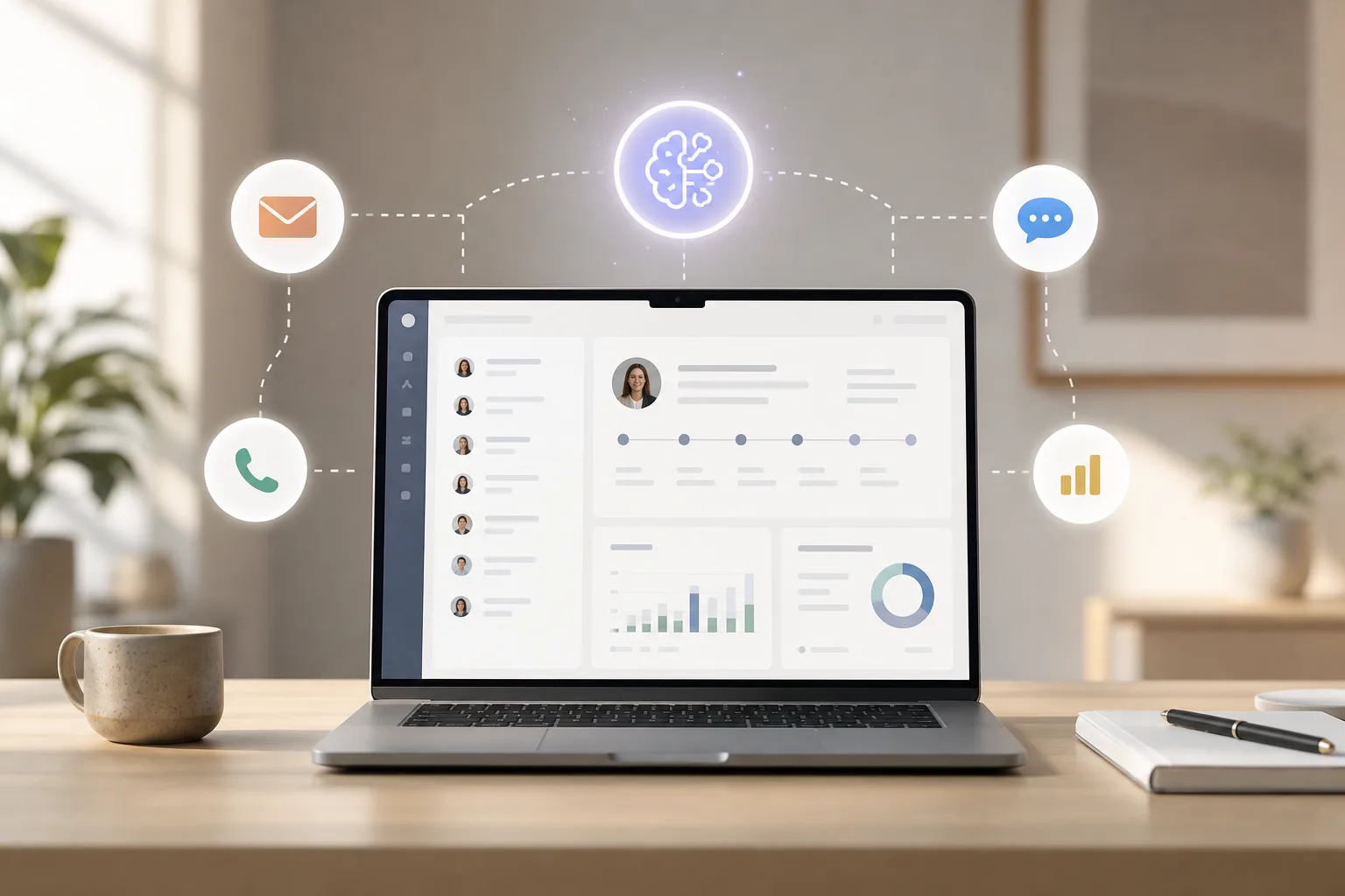 ai-powered crm and business tool integration workflow diagram