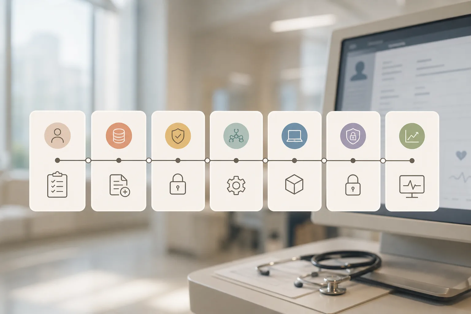 7-step hospital AI rollout flowchart