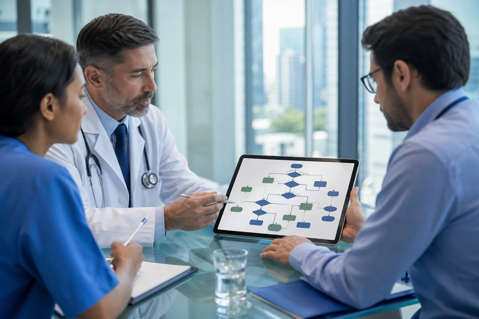 Healthcare messaging automation decision flowchart for WhatsApp and EHR integration