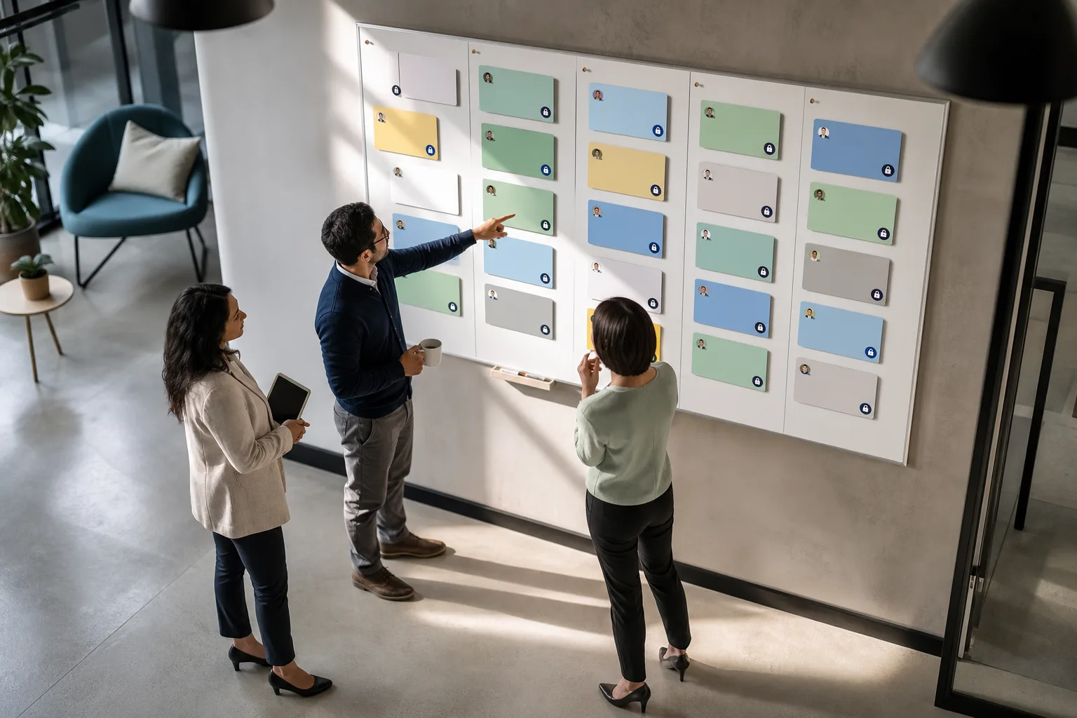 Step-by-step governance board mockup
