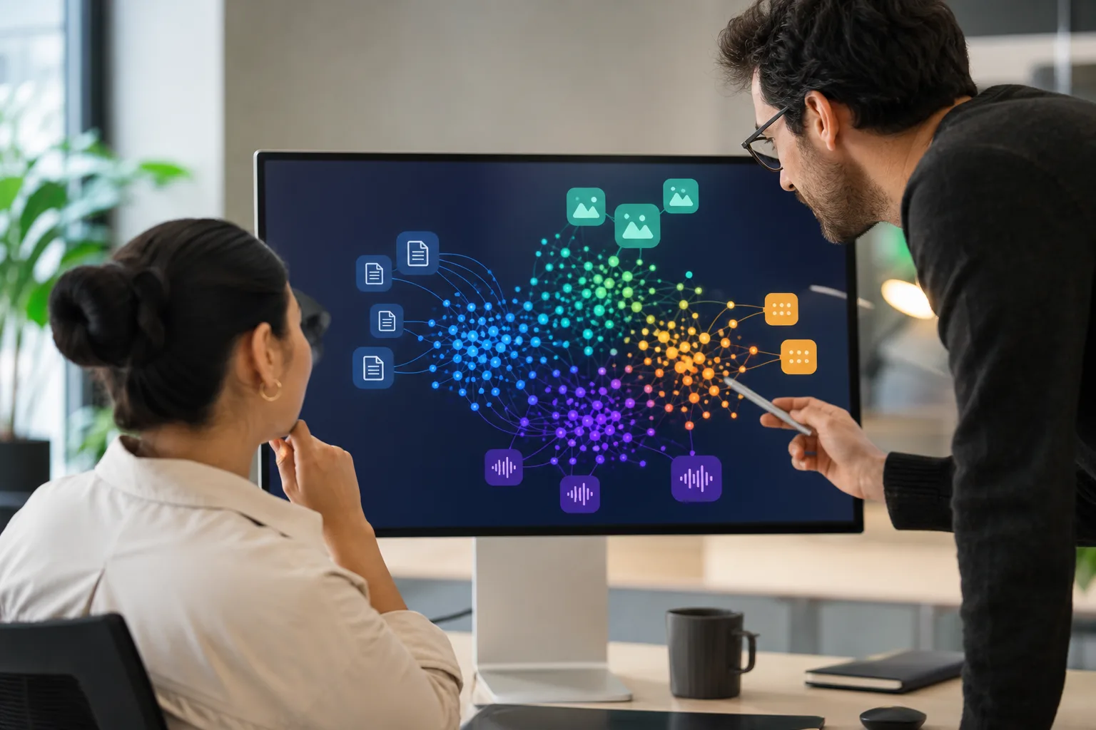 how a vector database does work, concept diagram of embeddings and nearest neighbors